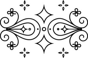 A black and white drawing of a decorative design vector