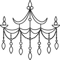 A black and white drawing of a chandelier vector