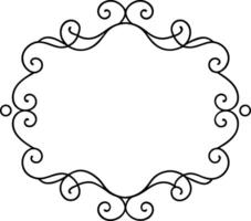 A black and white drawing of a frame with swirls vector
