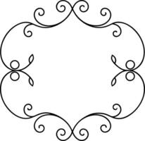 A black and white drawing of a frame with swirls vector