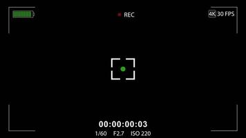 Camera recording screen overlay with alpha channel. Dslr camera frame viewfinder video