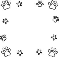 A dog paw print frame with black and white paw prints vector