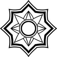 A black and white drawing of a star with a white center vector