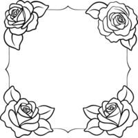 A rose frame coloring page vector
