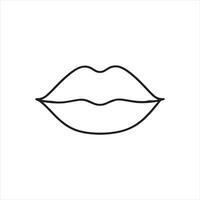 single one line Lip black silhouette on white background vector