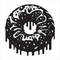 Donut black silhouette on white background vector