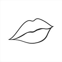 single one line Lip silhouette white background vector