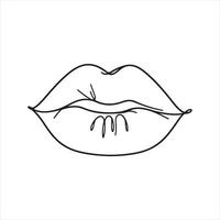 single one line Lip silhouette on white background vector