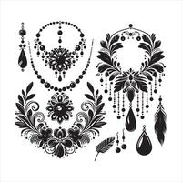 Jewelry engraving silhouette white background vector