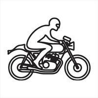 single one line Biker silhouette white background vector