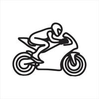single one line Biker silhouette on white background vector