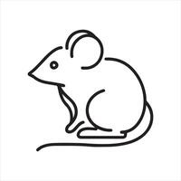single one line Mouse silhouette on white background vector
