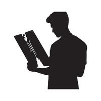 Orthopedic Surgeon Reviewing X-rays silhouette white background vector