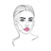 Woman face in sketch line art style on white background. vector