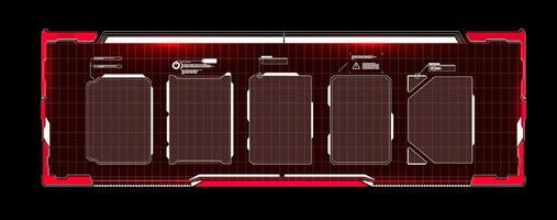 Futuristic control panel design with illuminated red accents for digital interfaces in technology applications. vector