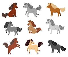 Colorful cartoon ponies enjoying playtime in a whimsical setting vector