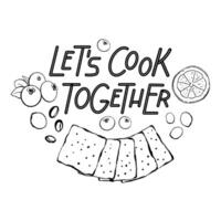 Cook Quote with Food Hand Drawn Illustrations Isolated on White vector
