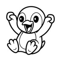 fun cartoon character of penguin isolated drawing line art style sketch classic vintage design illustration vector