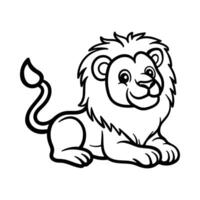 fun cartoon character of lion isolated drawing line art style sketch classic vintage design illustration vector