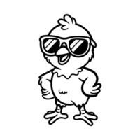 fun cartoon character of cool chick isolated drawing line art style sketch classic vintage design illustration vector