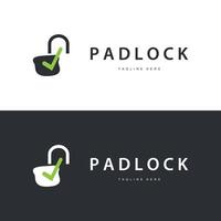black silhouette padlock logo security illustration with simple shape design template vector