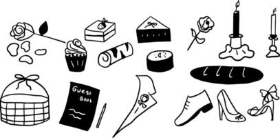 Hand-Drawn Wedding Icons for Bridal and Event Design Projects vector