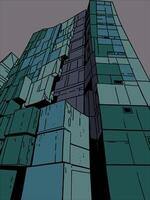 Dark colors geometric blocks a modern abstract building. vector