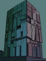 Dark colors geometric blocks a modern abstract building. vector
