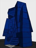 Dark colors geometric blocks a modern abstract building with brutalism stlye vector