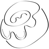 simple baking icon, namely a donut with glaze, drawn in line art style vector
