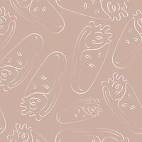 seamless pattern with original shawarma icon with vegetables and meat in line art style vector