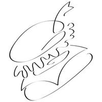 original icon of burger with meat and vegetables, cheese in line art style vector