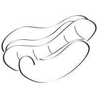 original hot dog icon with sausage and various sauces in line art style vector