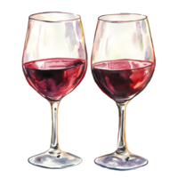 Red wine glasses with rich color and elegant design, perfect for celebrations png
