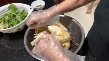 cut up a chicken Roast a chicken on a baking tray video