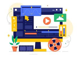 Editor App Illustration featuring Tools for Animation and Clip Projects vector