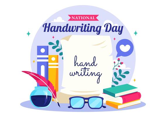January 23 Handwriting Day Illustration with Writing Tools like Pen, Ink, and Paper in a Flat Cartoon Style