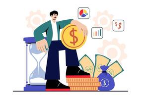 Wealth Management and Investment Illustration with Mutual Funds, Assets, and Financial Returns in Flat Style vector
