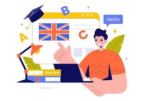 Students Learning International Languages with Grammar and Communication Lessons in a Classroom Illustration vector