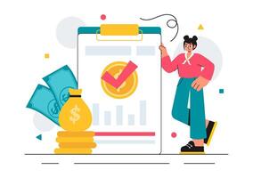 Encashment Illustration of Banking Payment Collection in a Flat Style Design vector