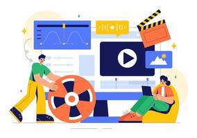 Illustration of a Editing Workspace with Software and Tools in Flat Style vector