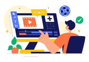 Animation Editing Software Design for Movie and Clip Creation in Flat Style vector
