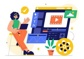 Animation and Editing Software Illustration in a Modern Flat Style Background vector