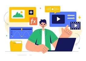 Editing Application Illustration for Movie and Clip Creation Projects vector