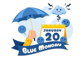 Flat Cartoon Illustration of Mental Health Issues Linked to Weather vector