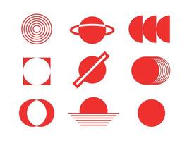 Set icon red sun japan unique design with blank background vector