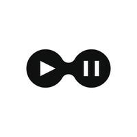 Logo molecule play and pause music unique design with blank background vector