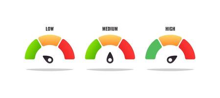 High and Low risk gauge isolated on white background. vector