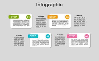 Four step process infographic presents headlines and descriptive text. vector