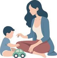 Mother Play with her Kid. vector